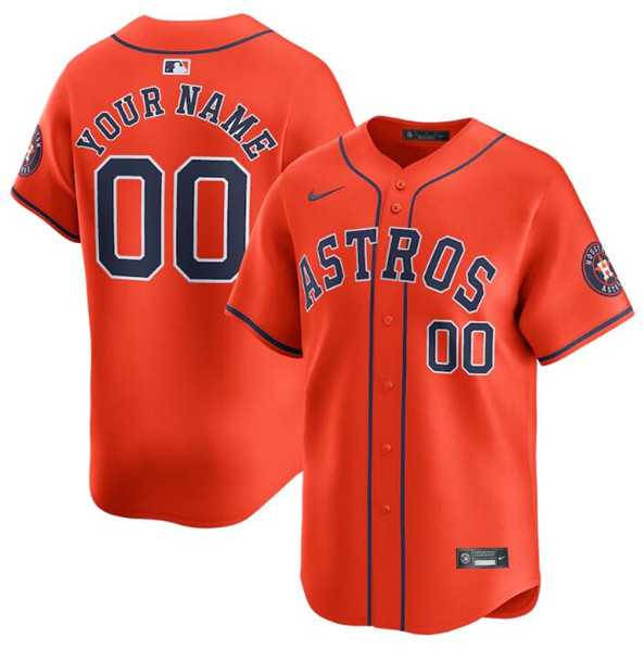 Men%27s Houston Astros Customized Orange 2024 Alternate Limited Stitched Baseball Jersey